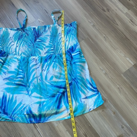 Lane Bryant Blue Floral Leaf Shirred Babydoll Spaghetti Strap Top Size 22/24 NWT - Picture 6 of 12